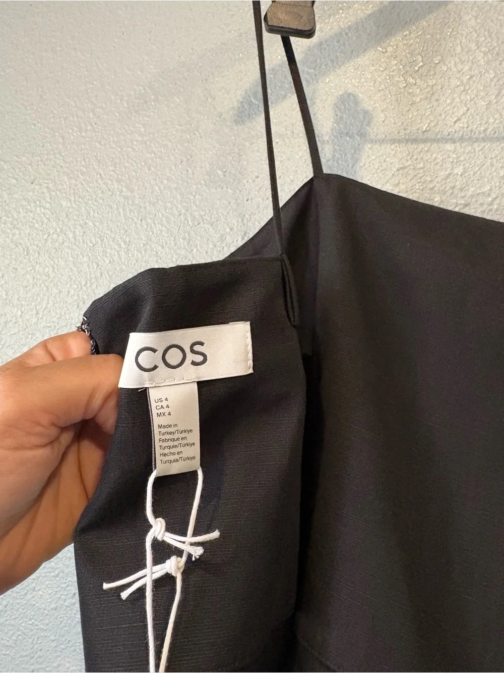 NEW COS Square Neck Linen Blend Black Minimalist Wide Leg Jumpsuit size 4